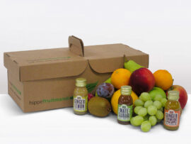Fruitmand met Biologisch fruit Ginger shot